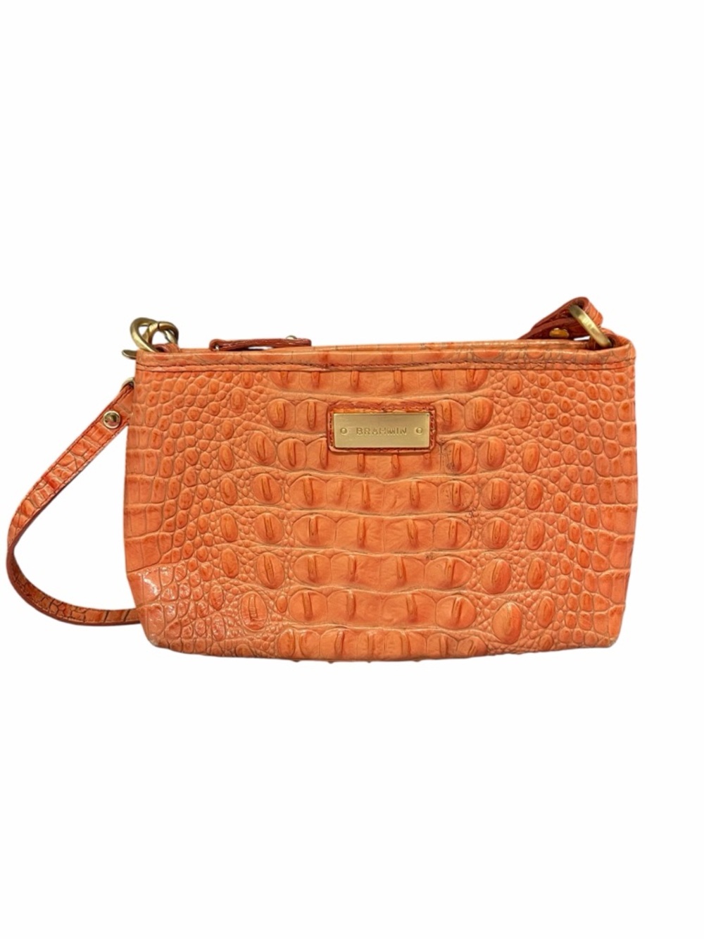 Brahmin Croc Embossed Leather Shoulder Bag Zip Top Small Purse